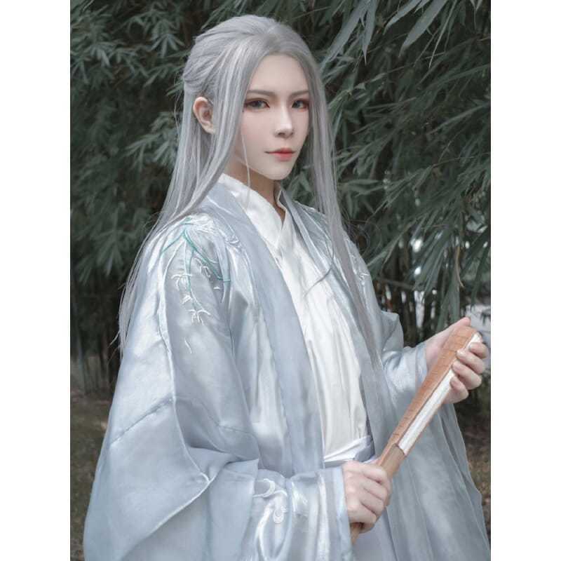 Anime Cosplay Japanese - Męski strój Hanfu, długie proste włosy,